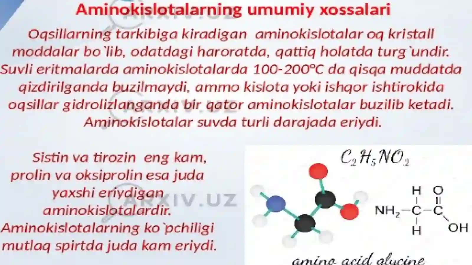 AMINOKISLOTALAR PEPTIDLAR.OQSILLAR 4
