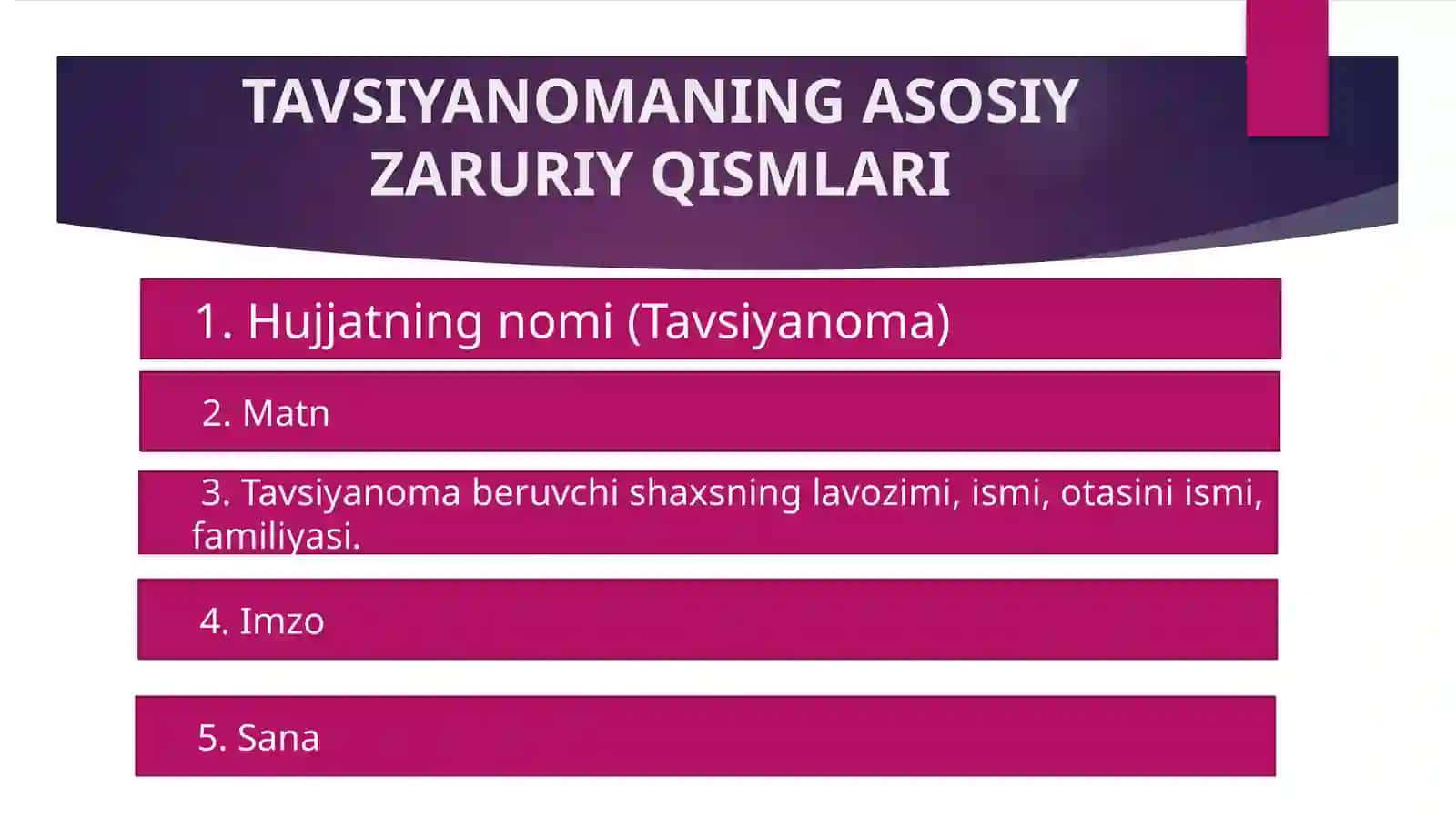Tavsiyanoma yozish tartibi 4