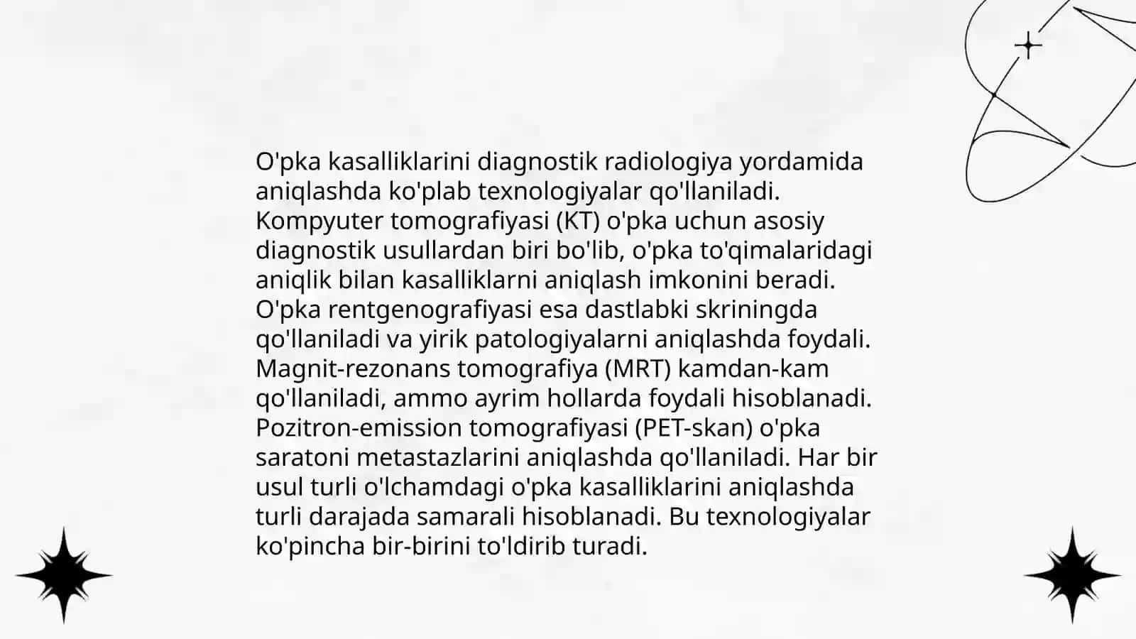 Nafas olish tizimi va ko'krak qafasi kasalliklari uchun radiatsiya tekshiruvi usullari 4