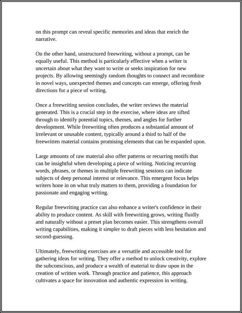 Freewriting Exercises 4