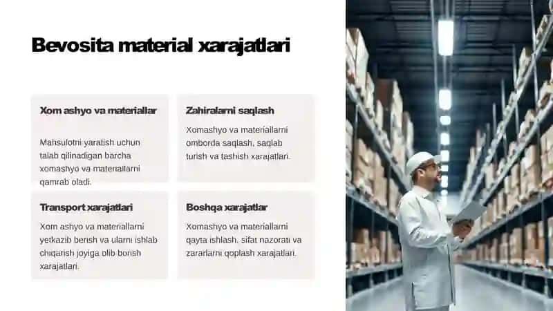 Mahsulot ishlab chiqarish tannarxi hisobi 4