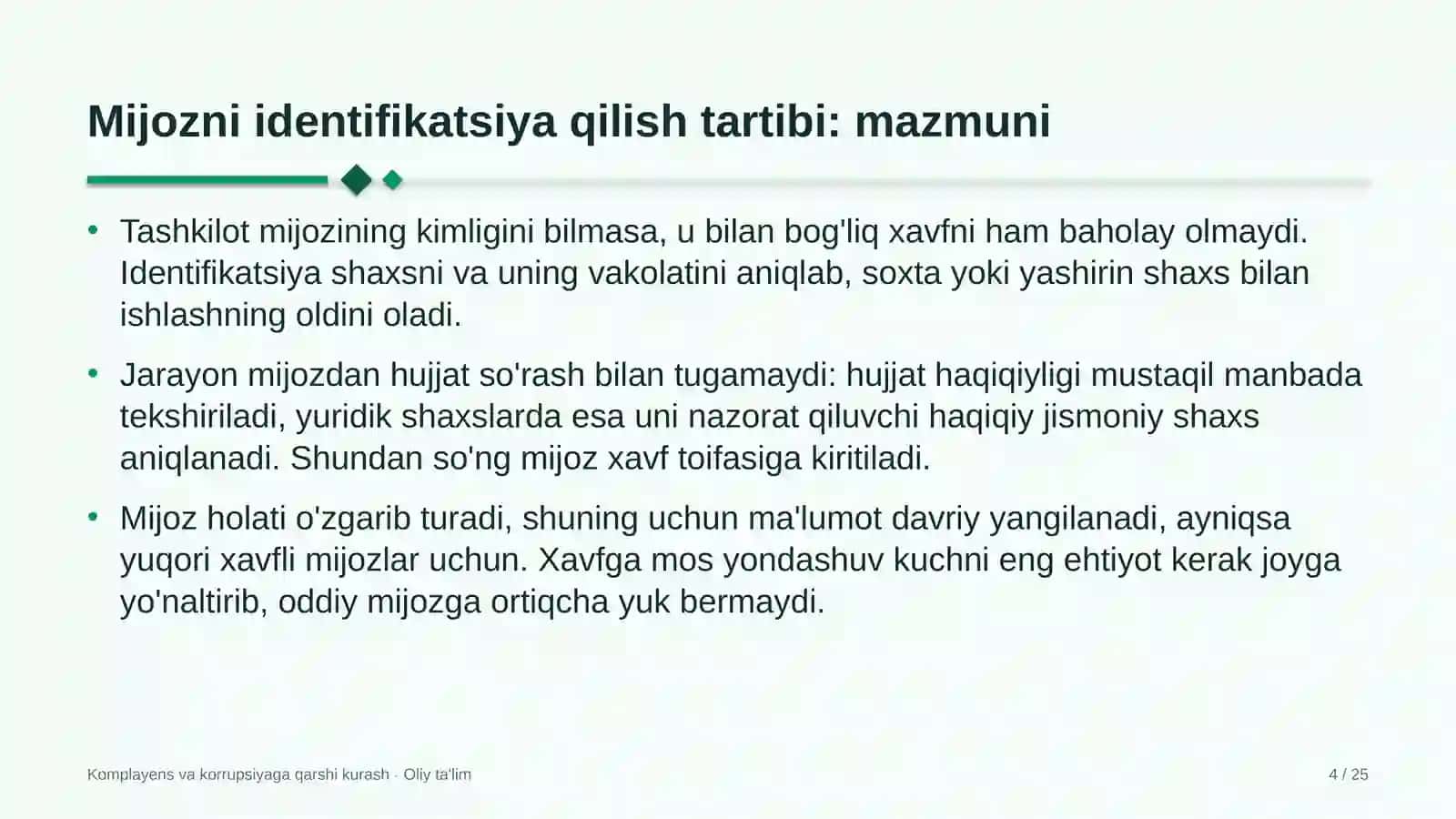 Ko'mir sanoatida mijozni identifikatsiya qilish tartibi 4