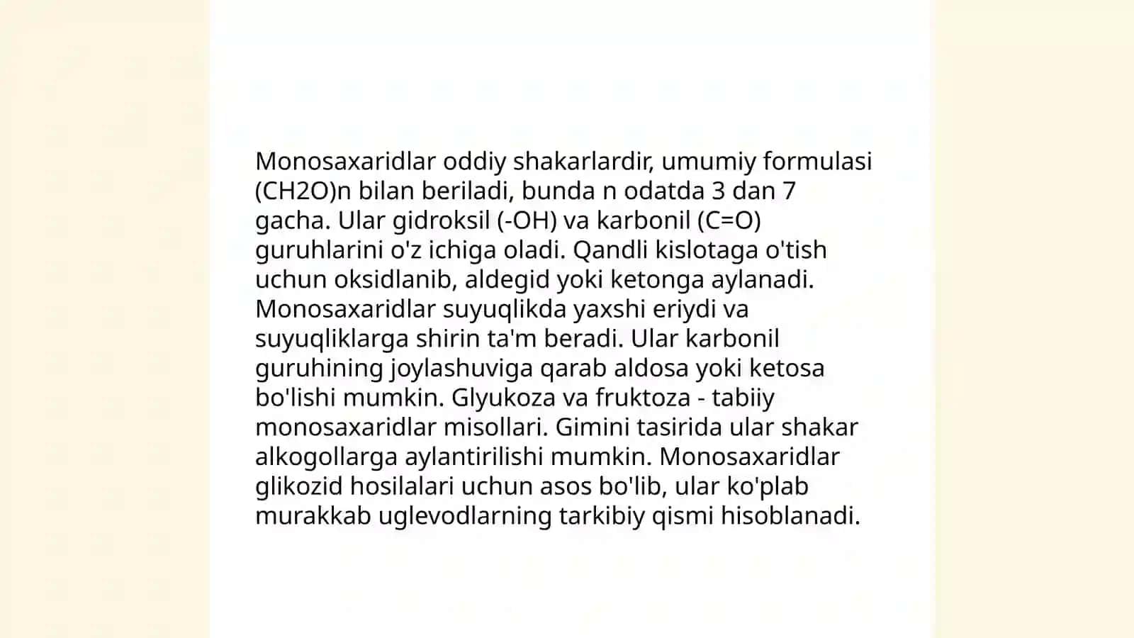 UGLEVODLAR. MONOSAXARIDLAR 4