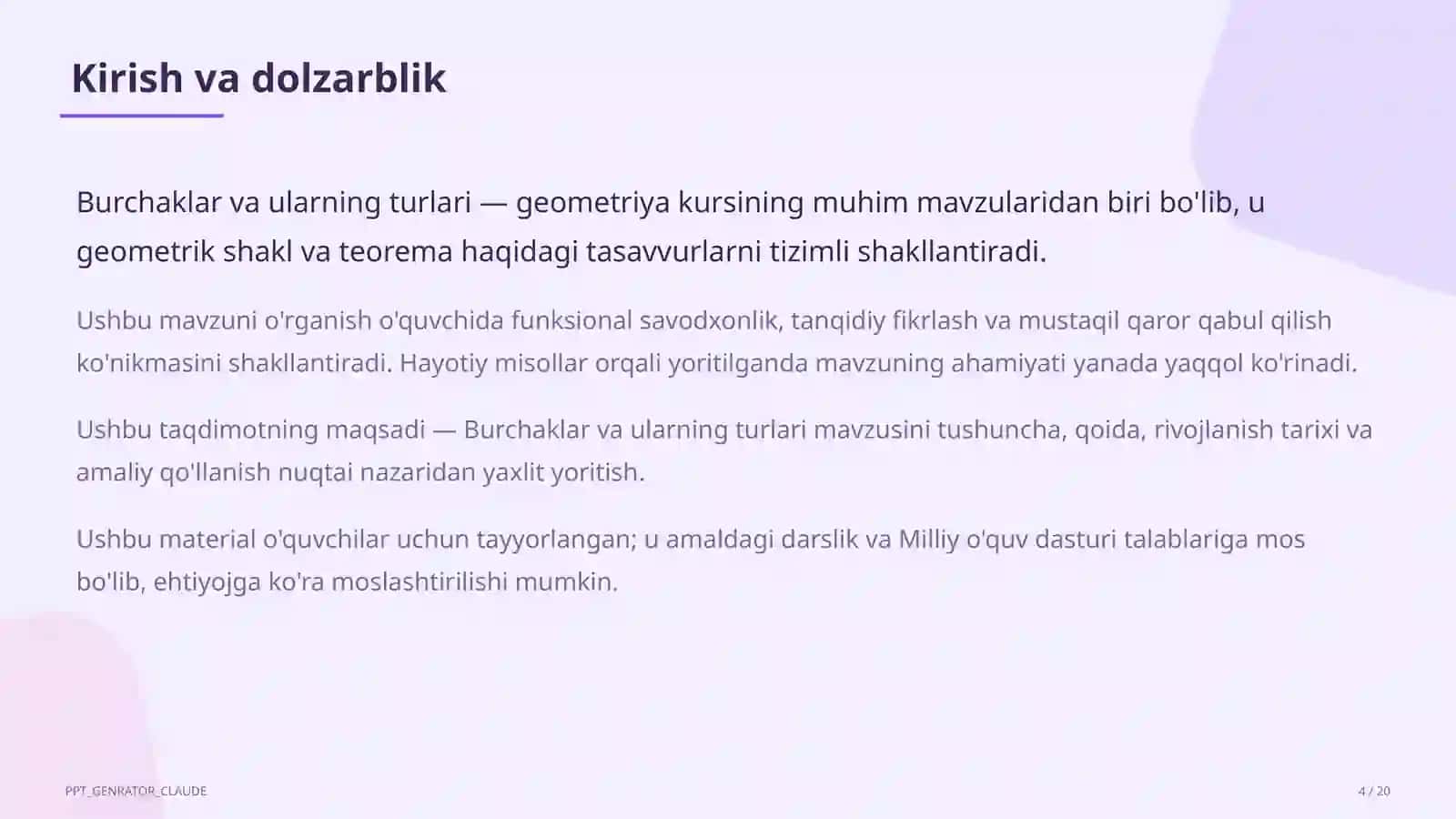 Burchaklar va ularning turlari (7-sinf) 4