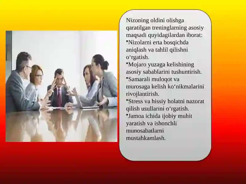 Nizoning oldini olishga qaratilgan treninglar 4