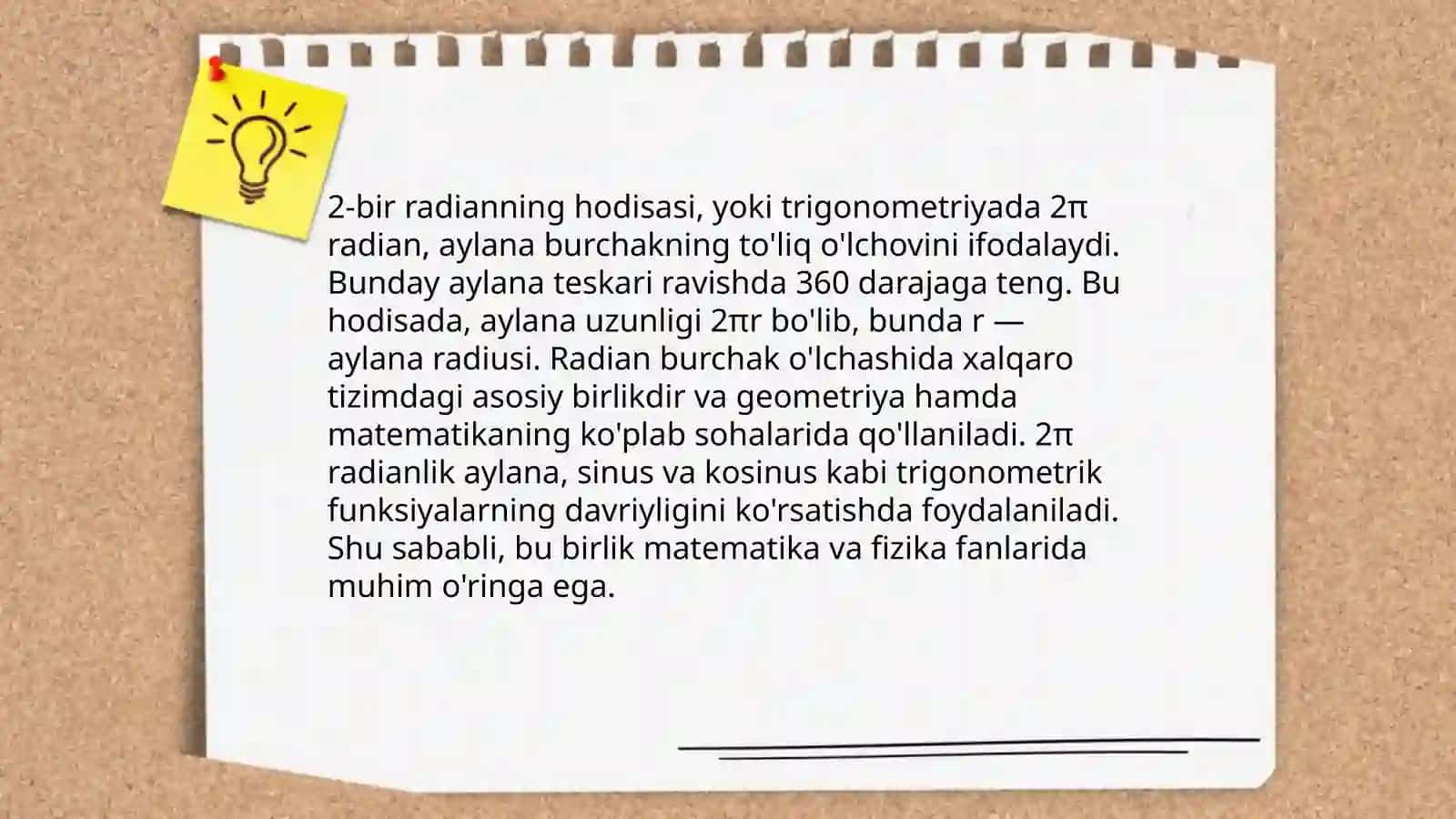 Burchakning radian oʻlchovi 4