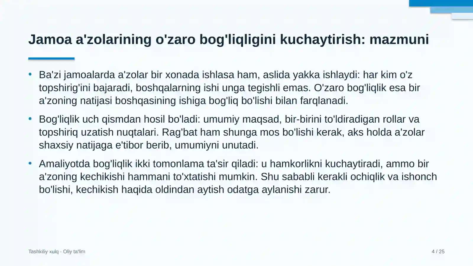 echkichilikda jamoa a'zolarining o'zaro bog'liqligini kuchaytirish 8059 4