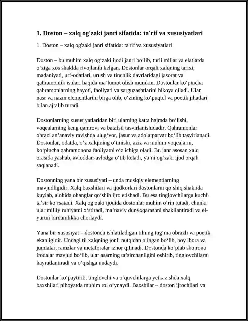 Doston Xalq Og'zaki Janri Sifatida 4