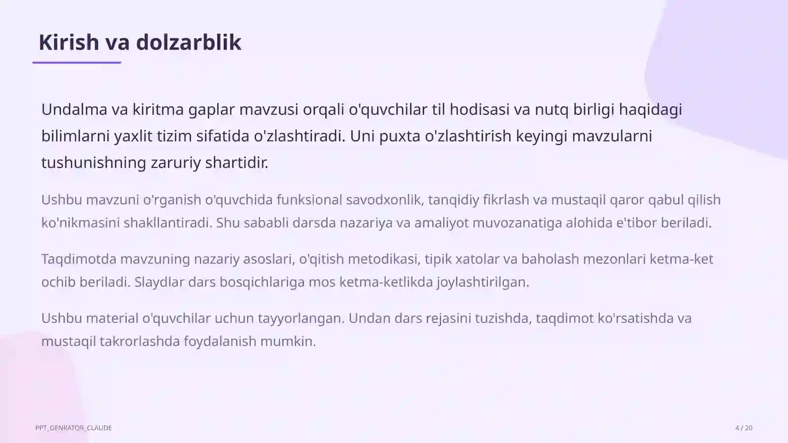 Undalma va kiritma gaplar (8-sinf) 4