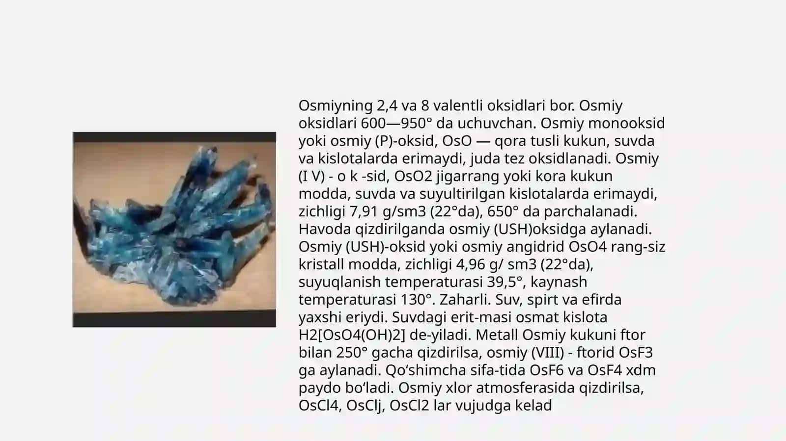 Osmiy  birikmalari va ishlatilish  sohalari 4
