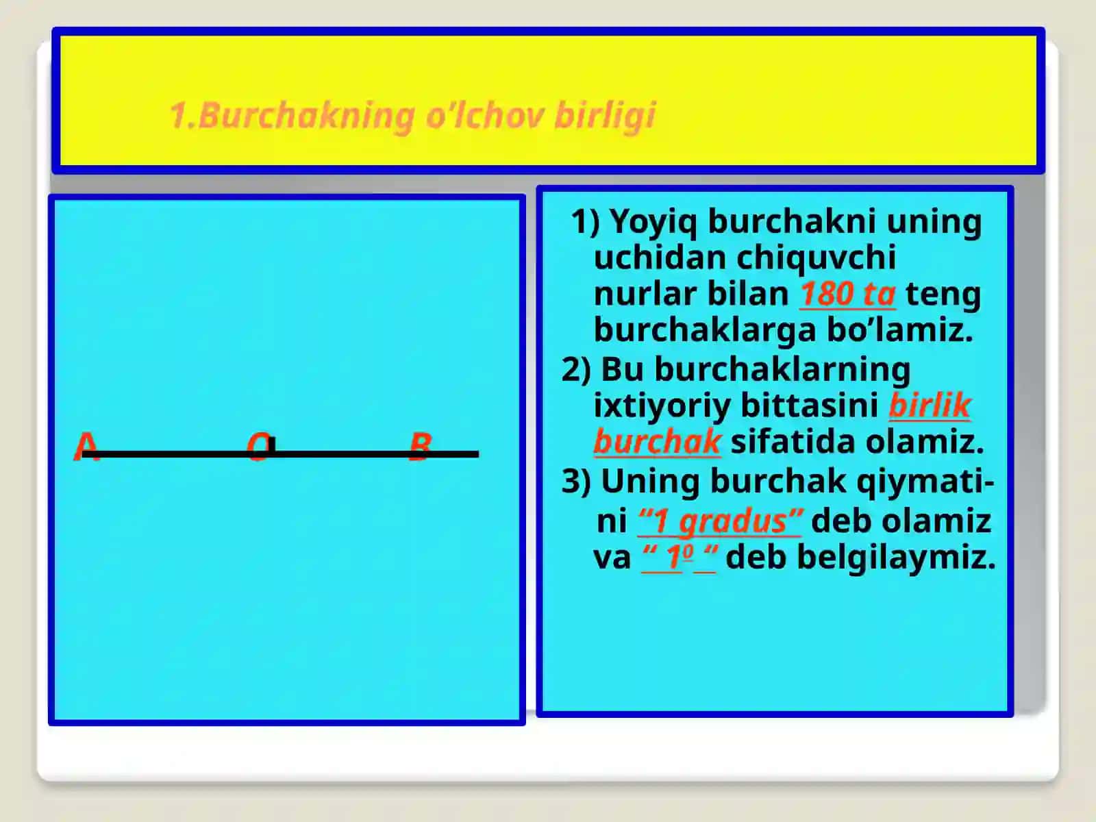 Burchaklarni o'lchash.Transport 4