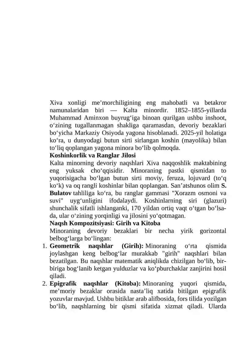 Xiva xonligi me’moriy yodgorliklari 4