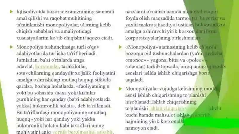 Monopoliyalarning turlari va ularga tavsif 4