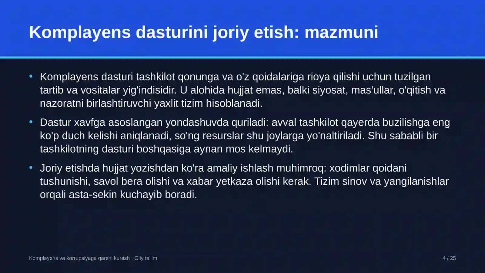 Tog'-kon sanoatida komplayens dasturini joriy etish 4