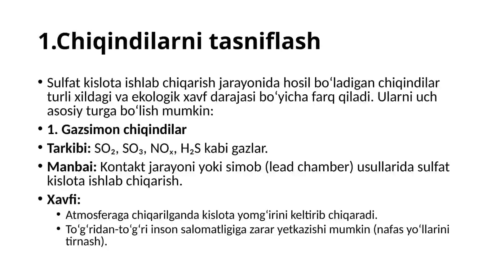Sulfatkislota ishlab chiqarish 4