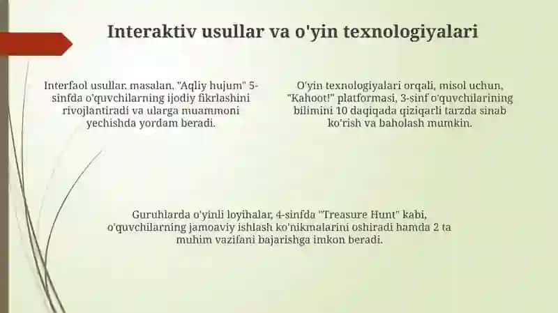 Boshlang'ich sinflarda ta'lim uslublari va vositalari 4