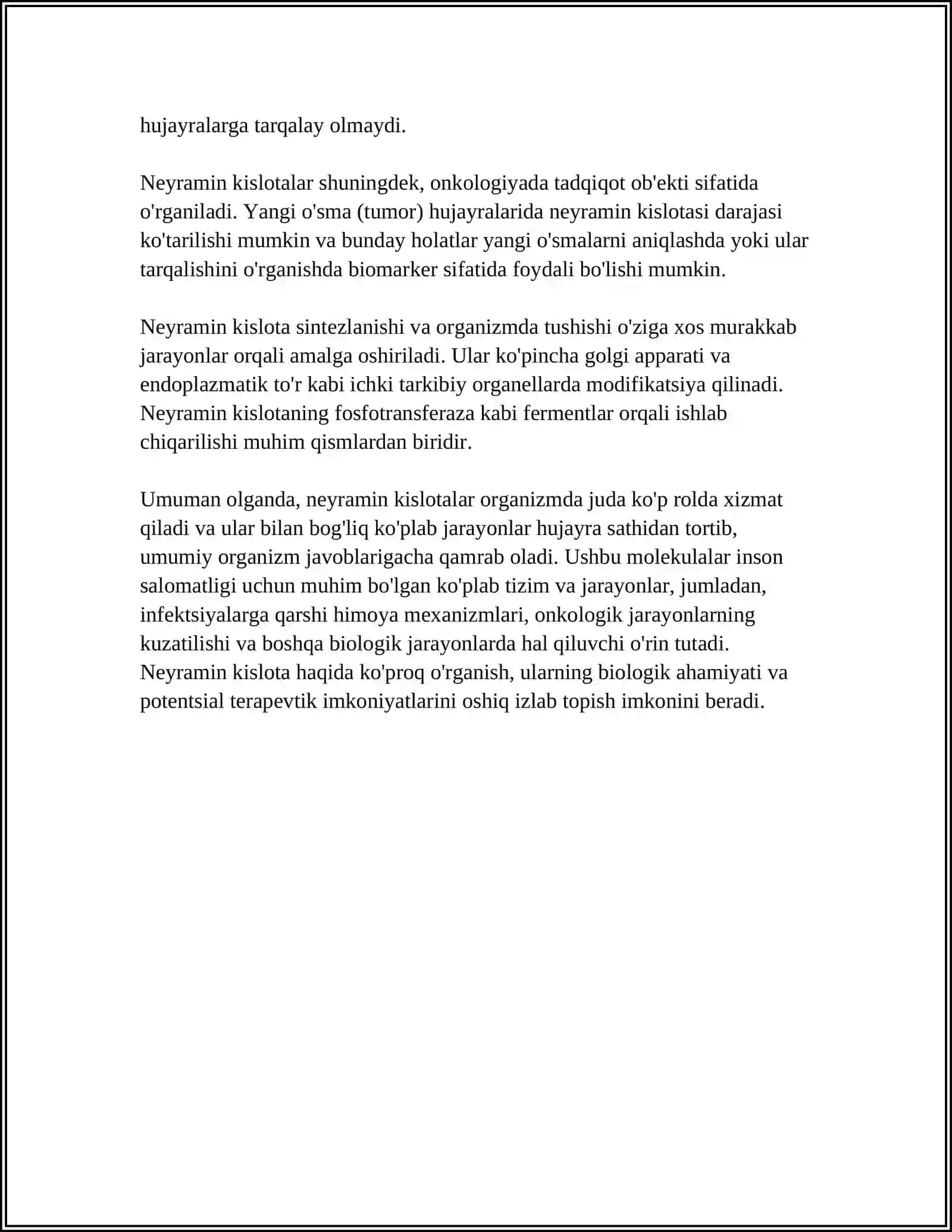 NEYRAMIN KISLOTA VA UNING XOSILALARINING TUZILISHI VA BIOLOGIK XOSSALARI. SIAL KISLOTALAR 4