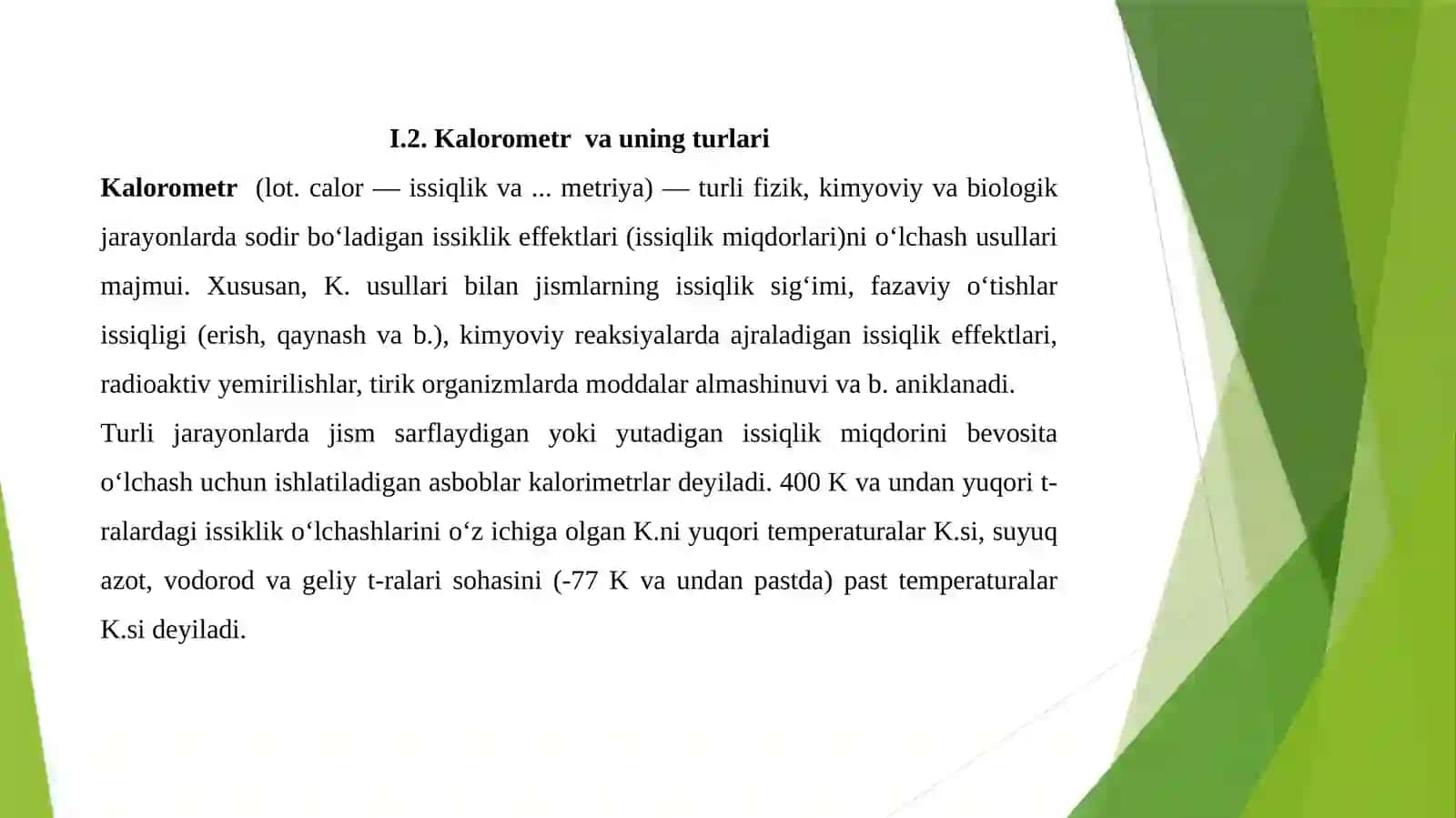 Kalorimetrik o'lchash va uning turlari 4