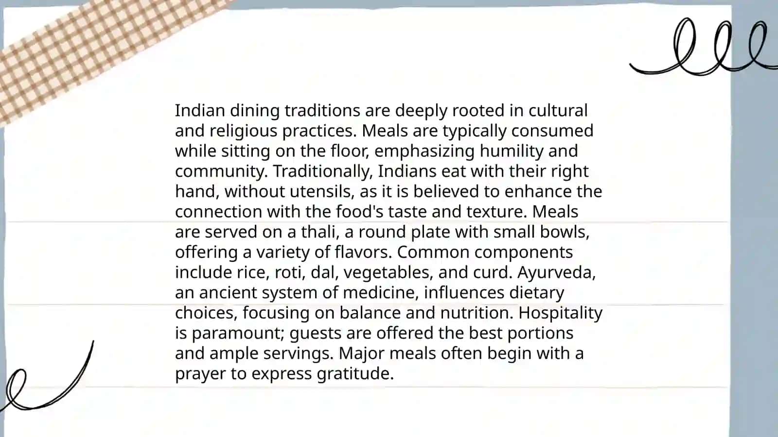 Food of different countries. Table manners 4