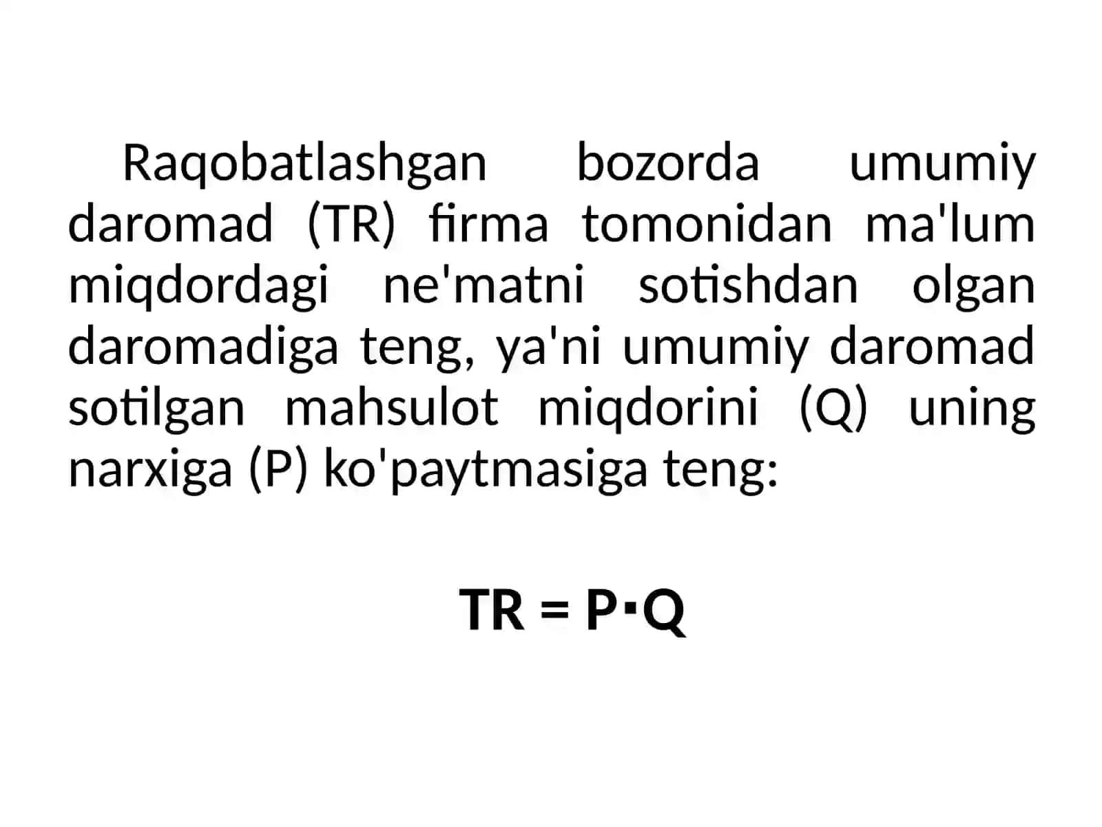 Qisqa muddatli oraliqda firma foydasini maksimallashtirish va uning taklifi 4