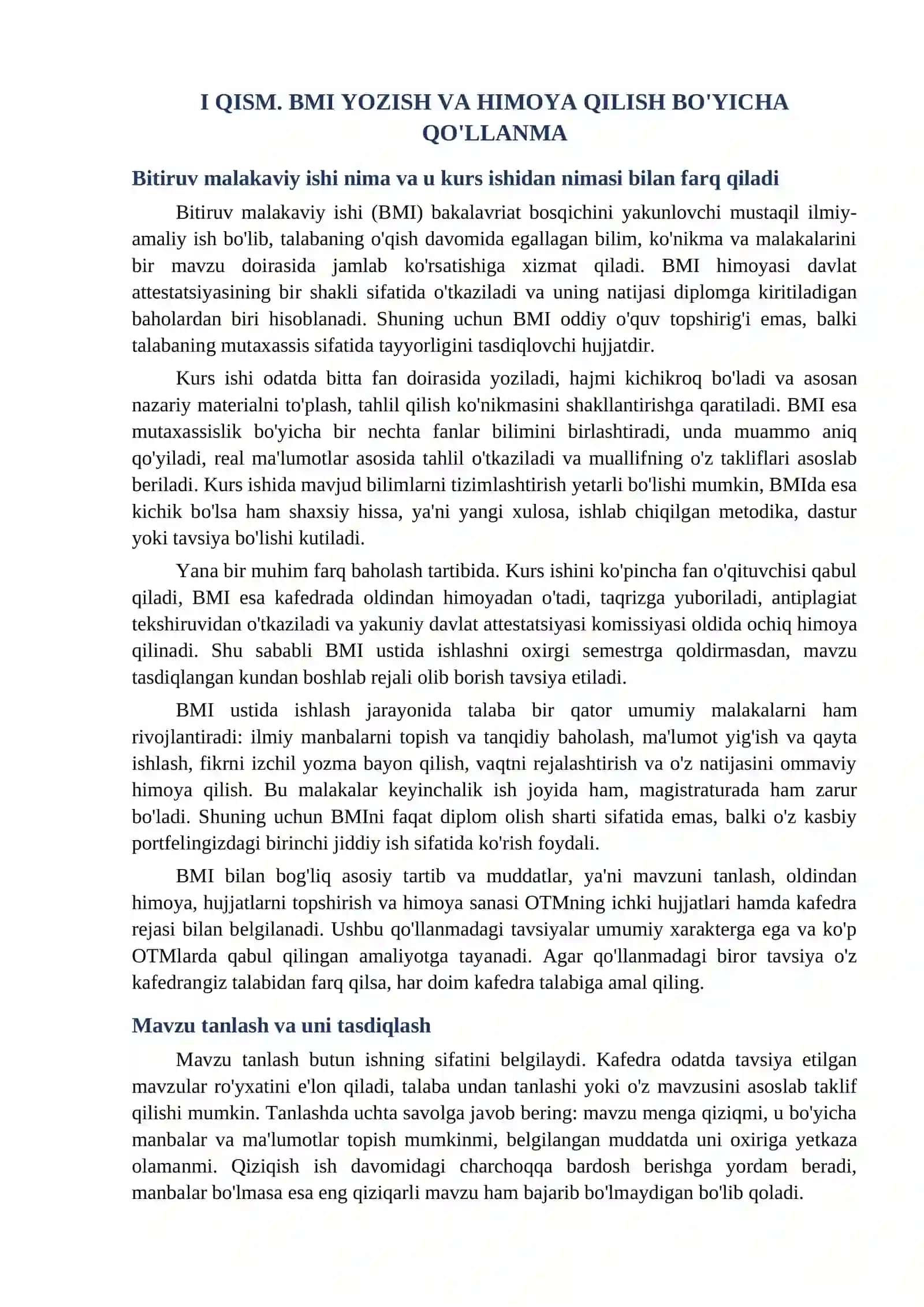 BMI bitiruv malakaviy ishi namunalari 2026 word titul varagi himoya nutqi bilan tayyorgarlik toplami 4