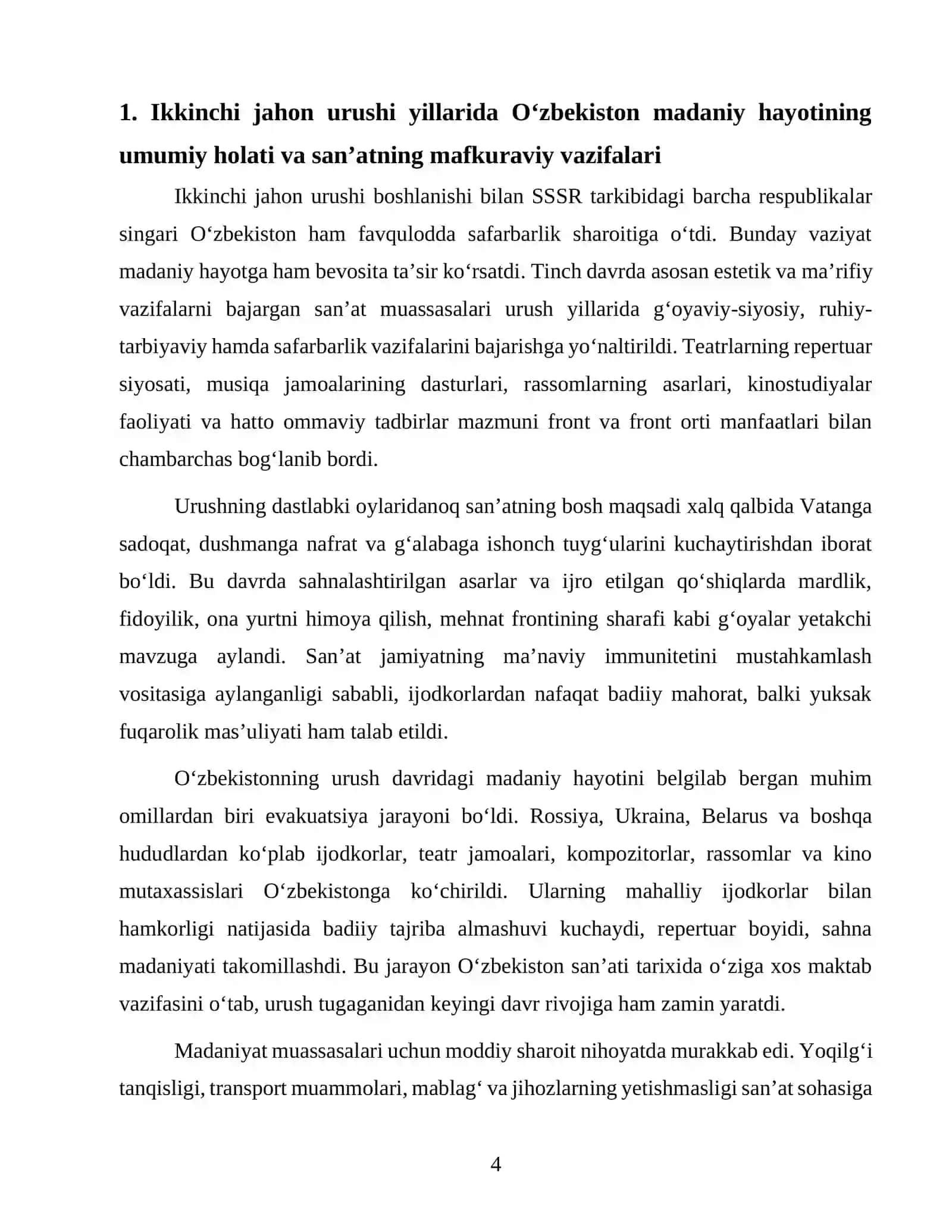 Urush yillarida Oʻzbekiston san’ati 4