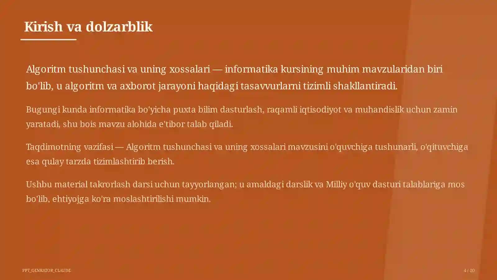 Algoritm tushunchasi va uning xossalari (6-sinf) 4