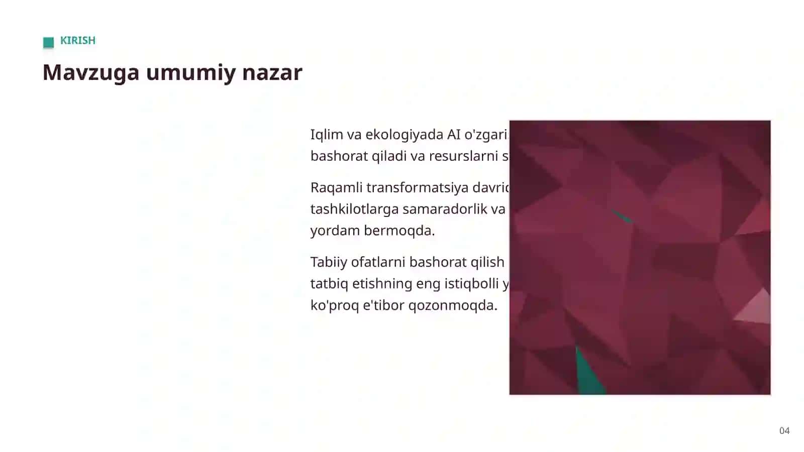 Iqlim va ekologiyada AI 4
