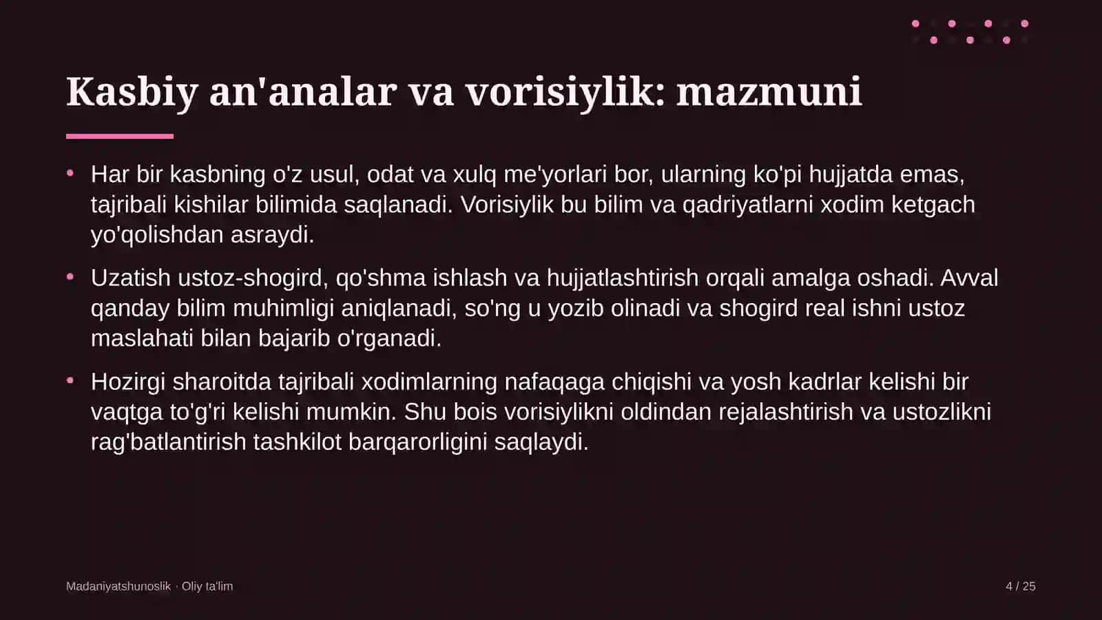 IT-parklarda kasbiy an'analar va vorisiylik 4