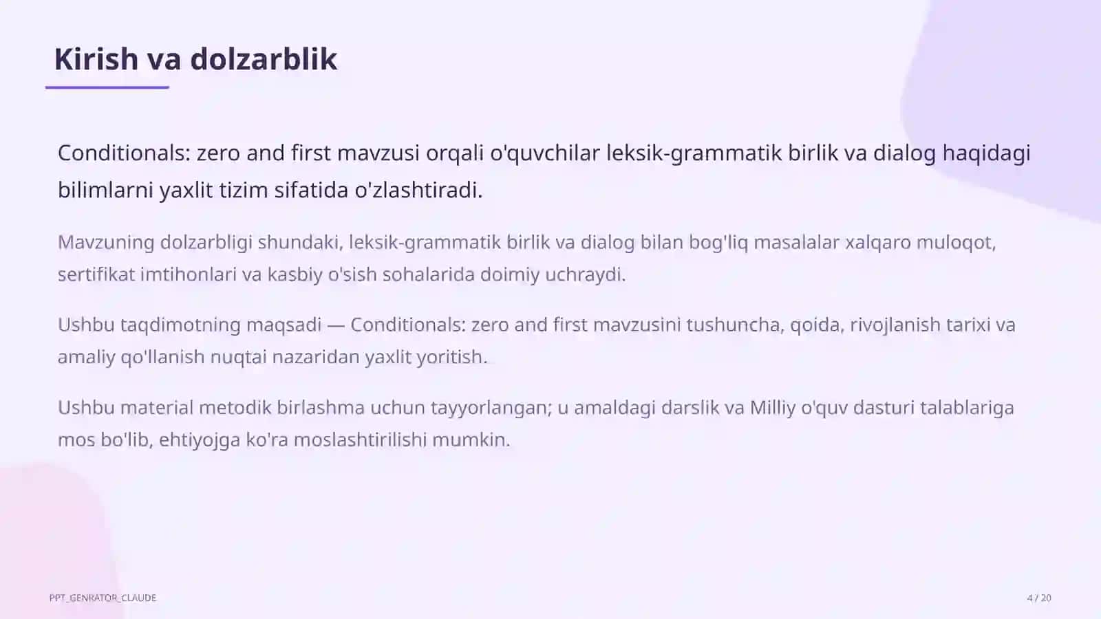 Conditionals: zero and first (8-sinf) 4