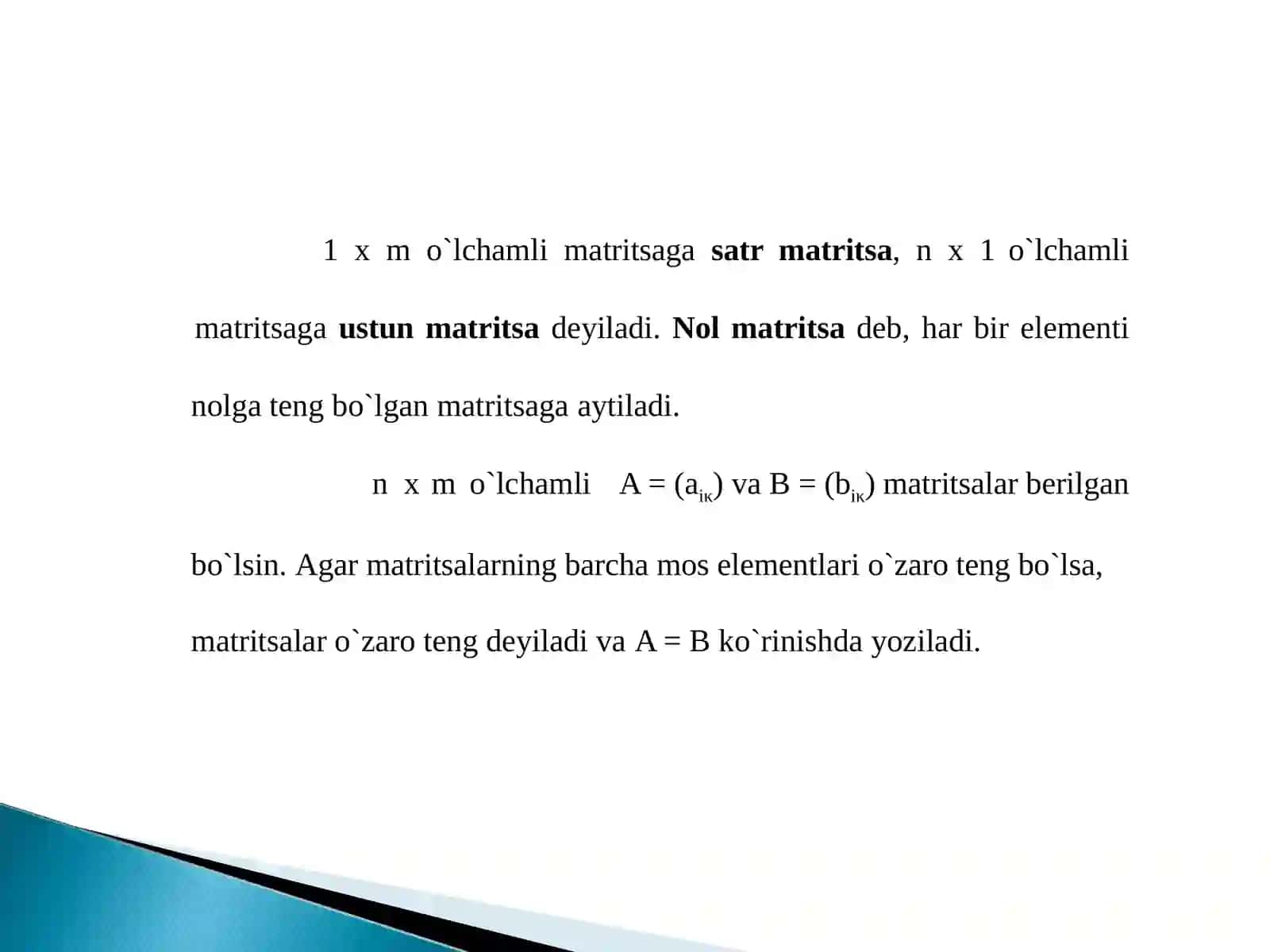 Matritsava ular ustida amallar 4