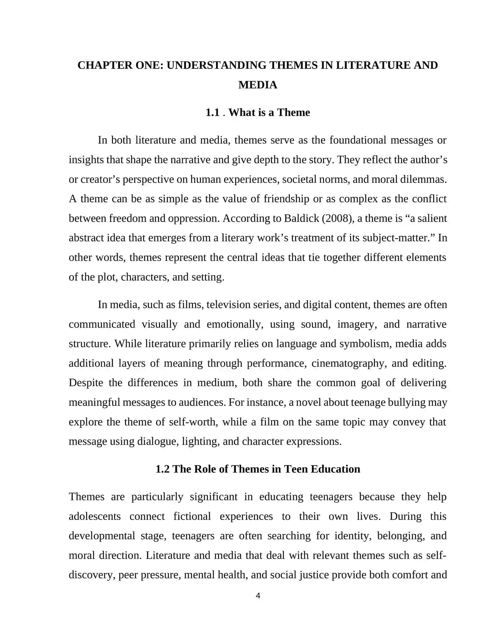 ANALYZING THEMES AND EDUCATIONAL TEENAGERS 4
