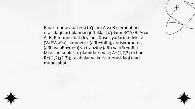 Munosabatlar. Binar munosabatlar 4