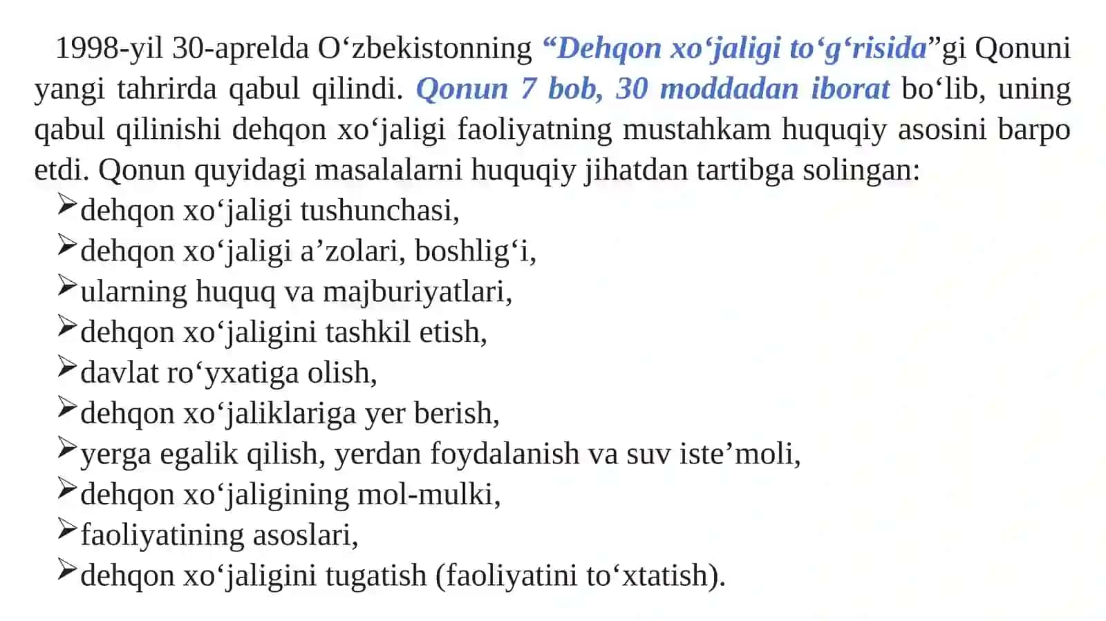 Dehqon xo‘jaligining huquqiy holati 4