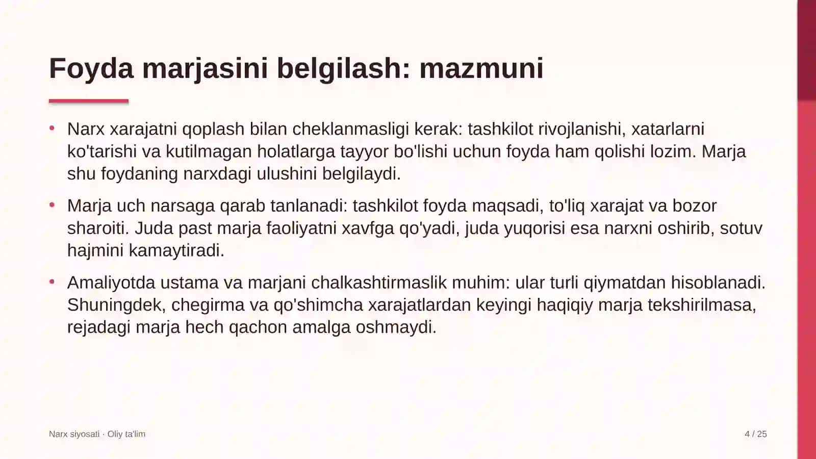 Turistik zonalarda foyda marjasini belgilash 4