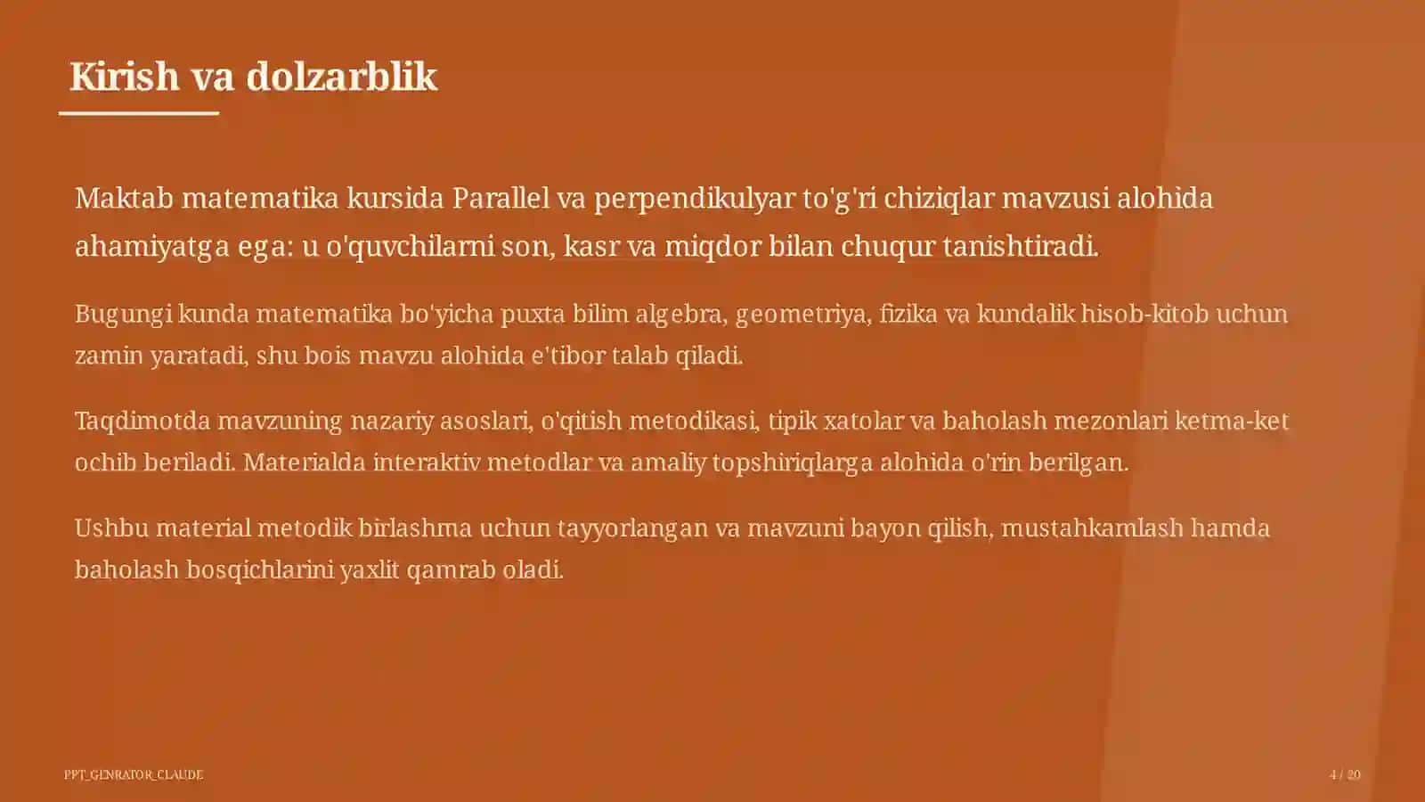 Parallel va perpendikulyar to'g'ri chiziqlar (6-sinf) 4