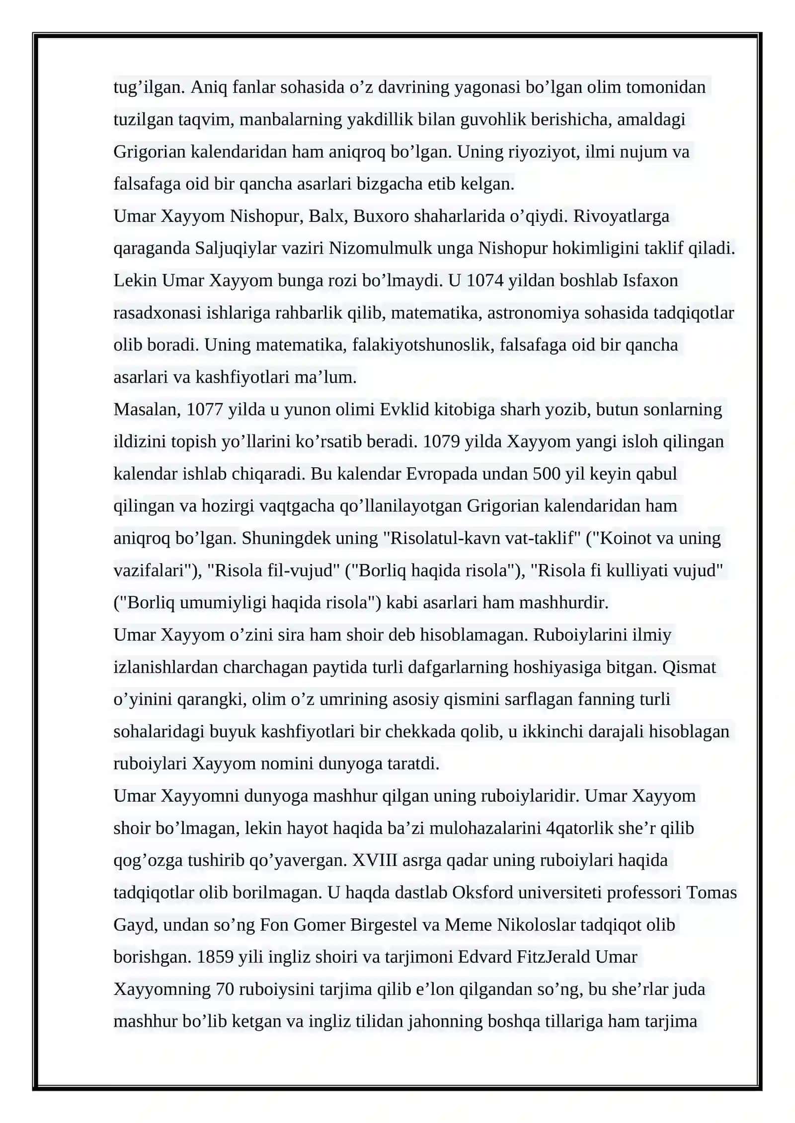 Umar Xayyomning pedagogik fikrlari 4