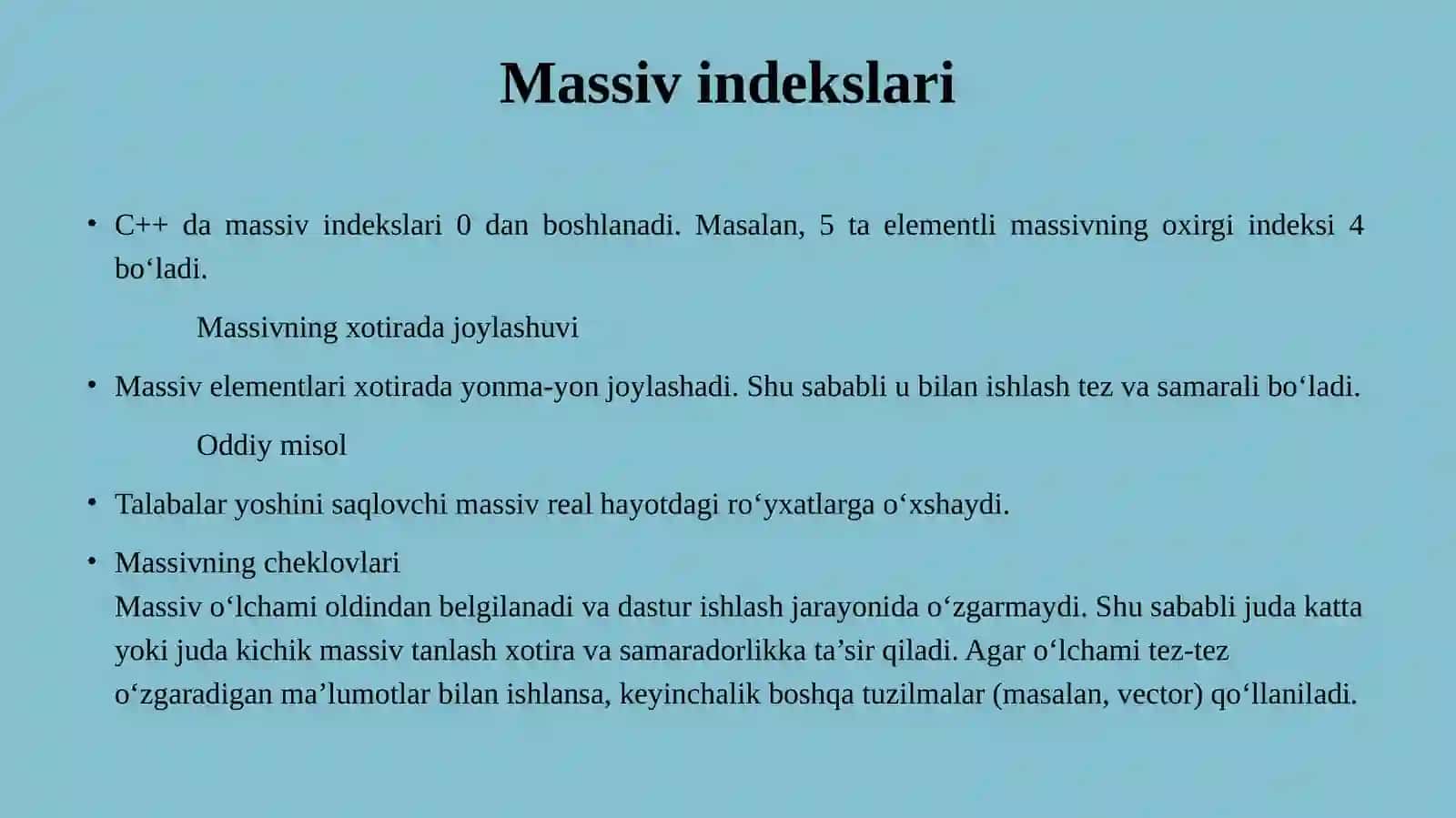 C++ da massivlar va ular ustida amallar bajarish 4