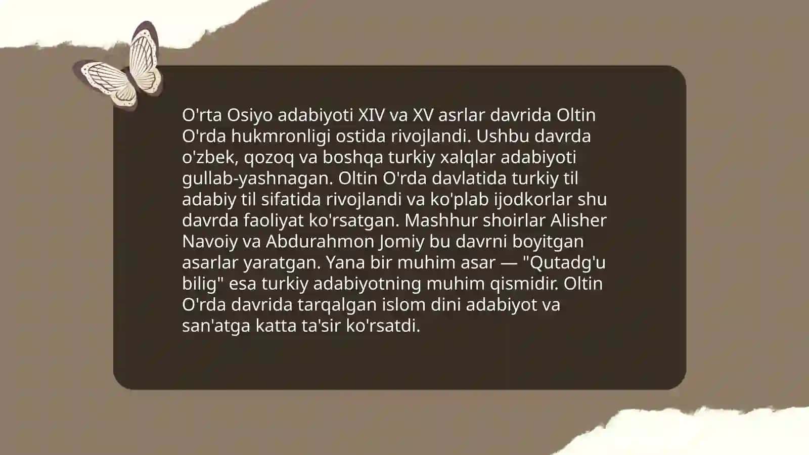 Oltin O'rda o'zbek adabiyoti 4