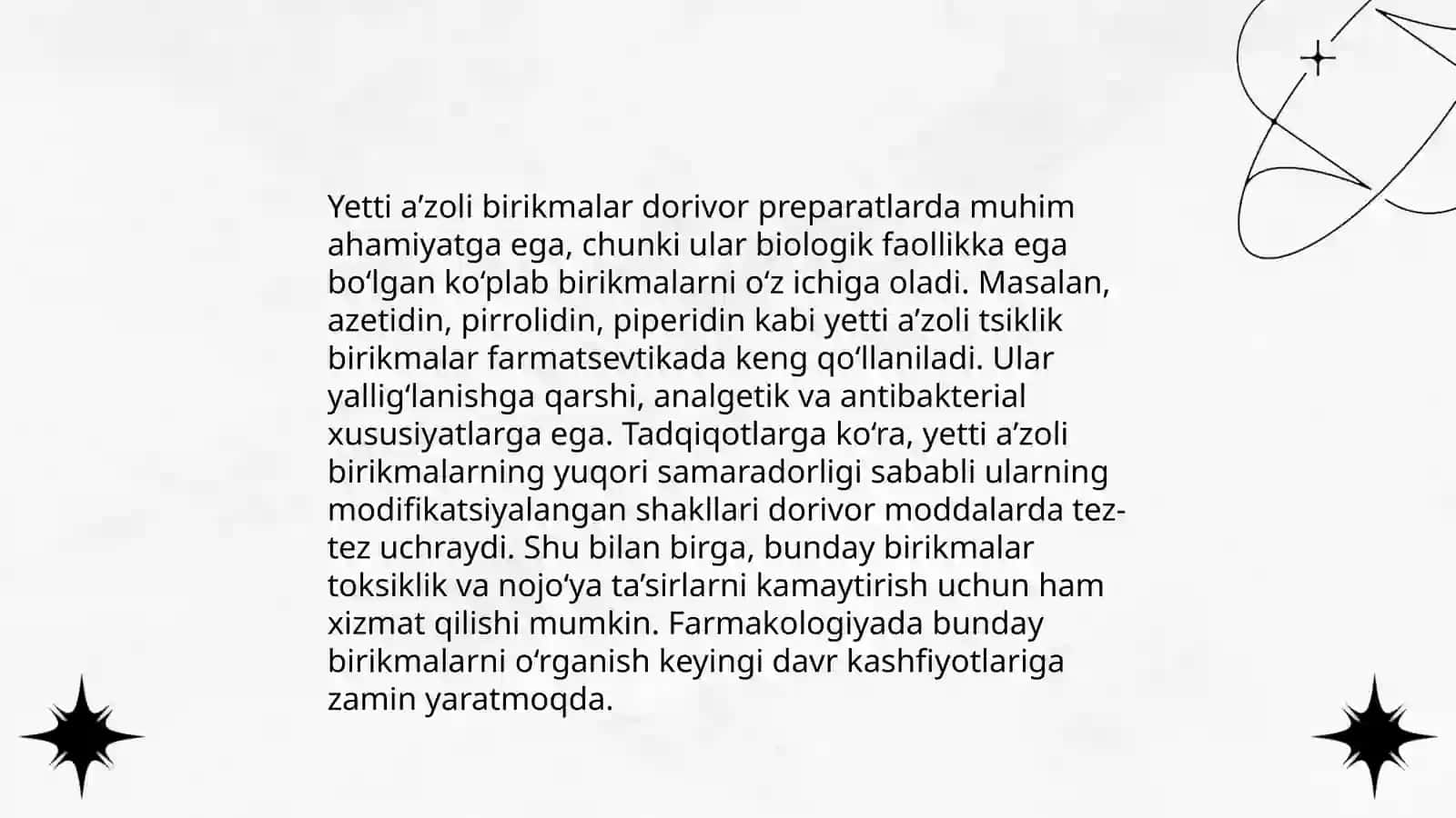 Yetti a’zoli aromatik birikmalar 4