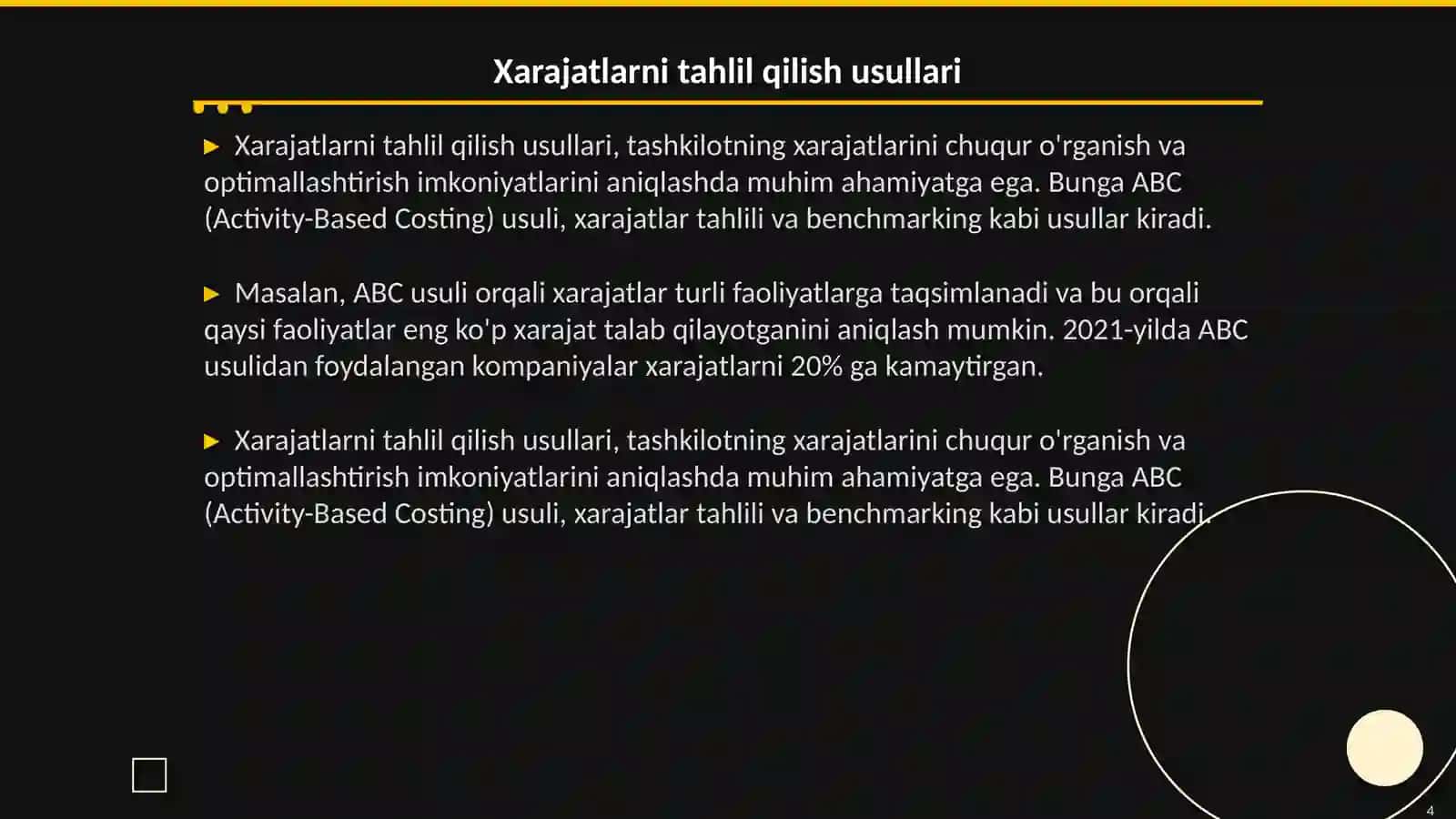 Xarajatlarni optimallashtirish usullari 4