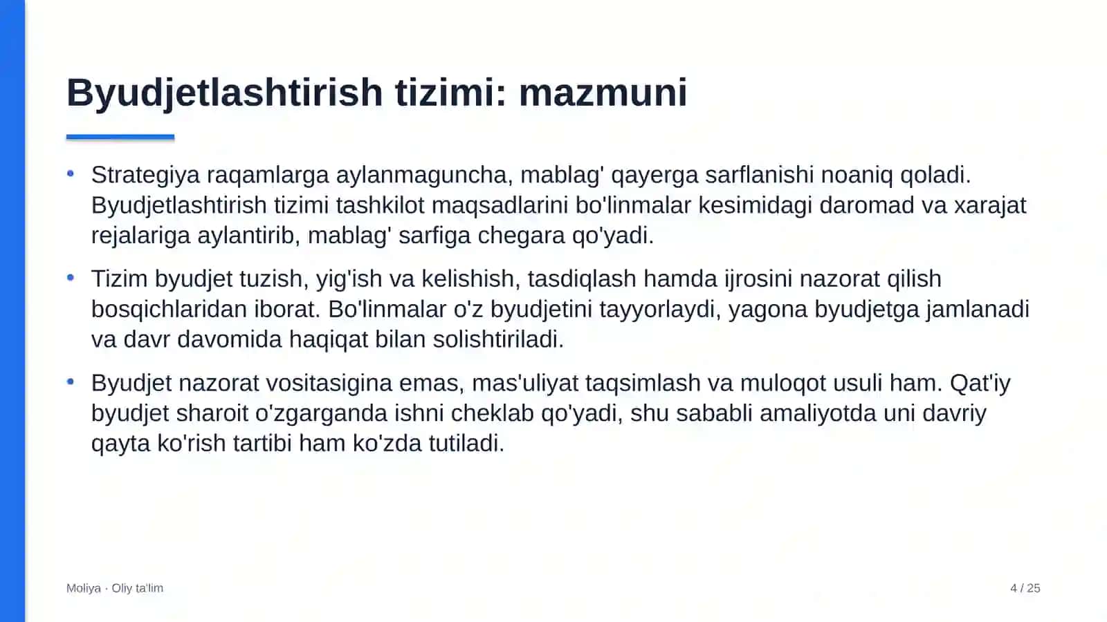 Yo'l qurilishida budjetlashtirish tizimi 4