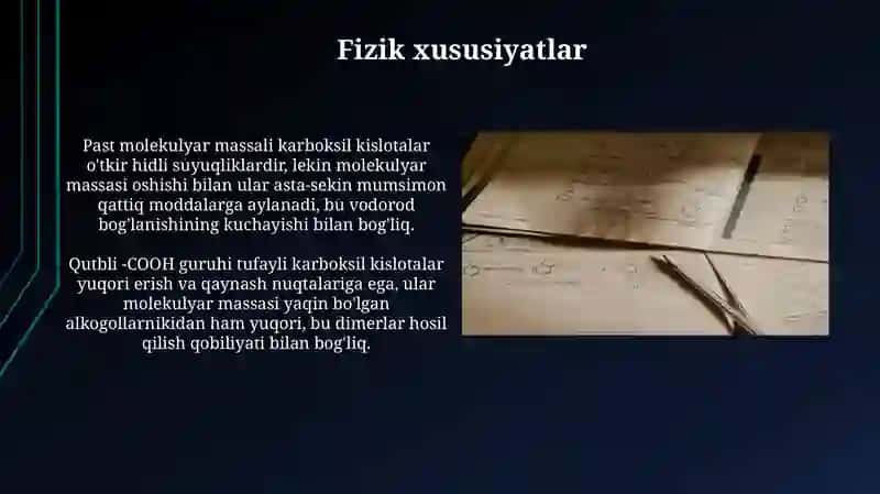 Karbon kislotalarning tutgan oʻrni va ahamiyati 4