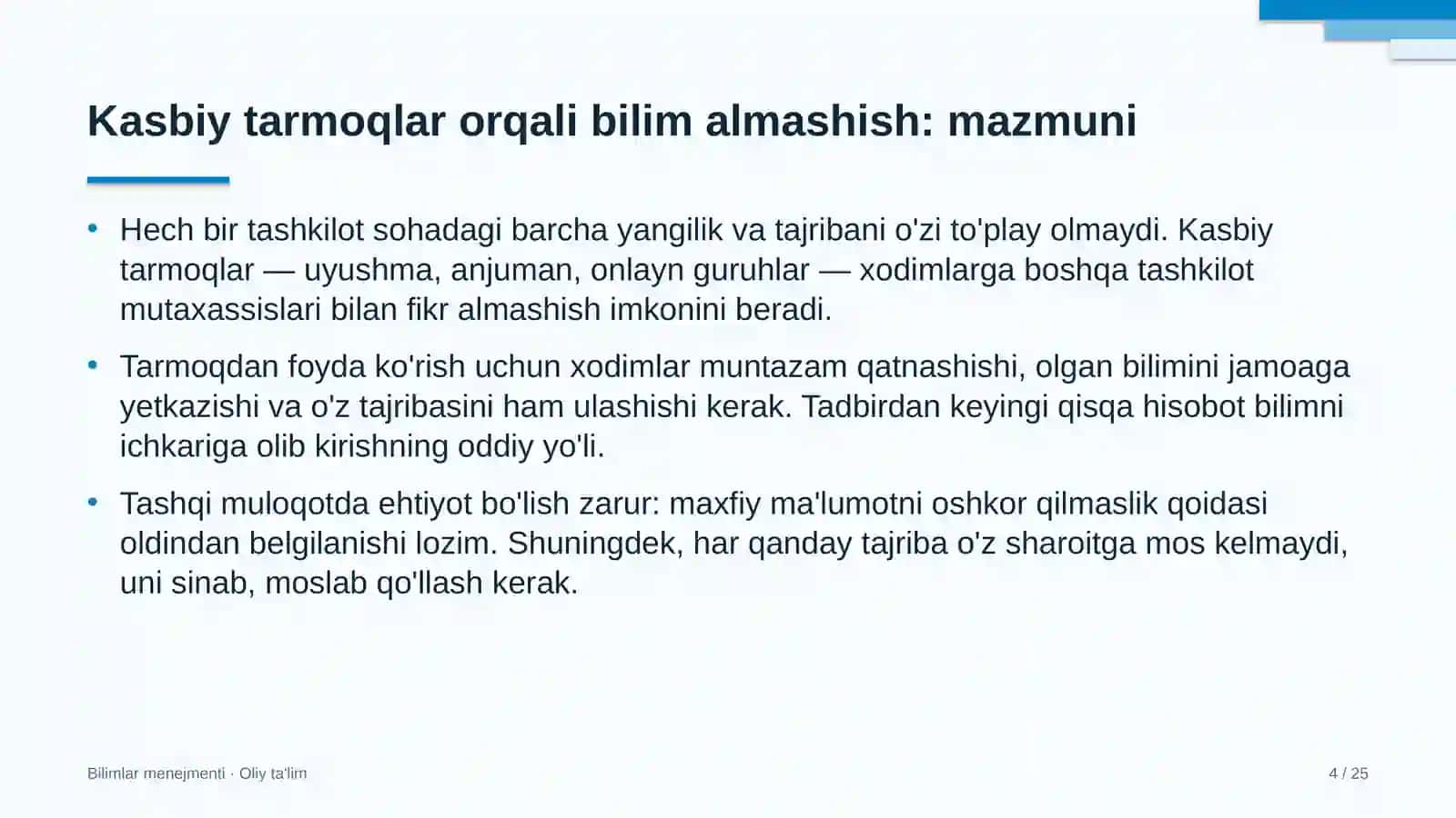 Stadionlarda kasbiy tarmoqlar orqali bilim almashish 4