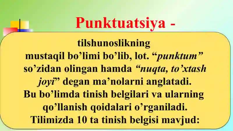 Tinish belgilari 4