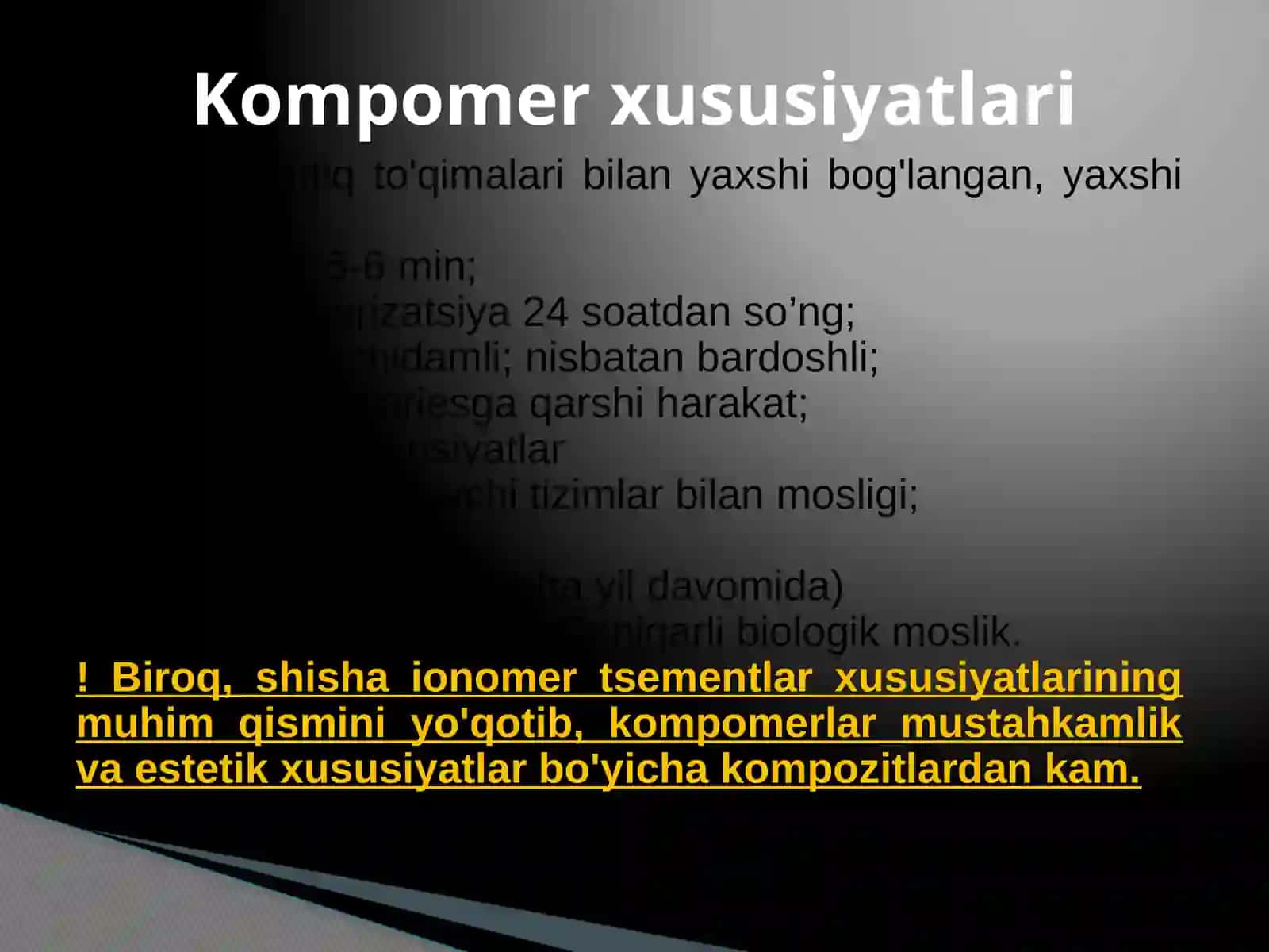 Kompomer va ormoker plomba ashyolari.Tarkibi,xususiyatlari 4