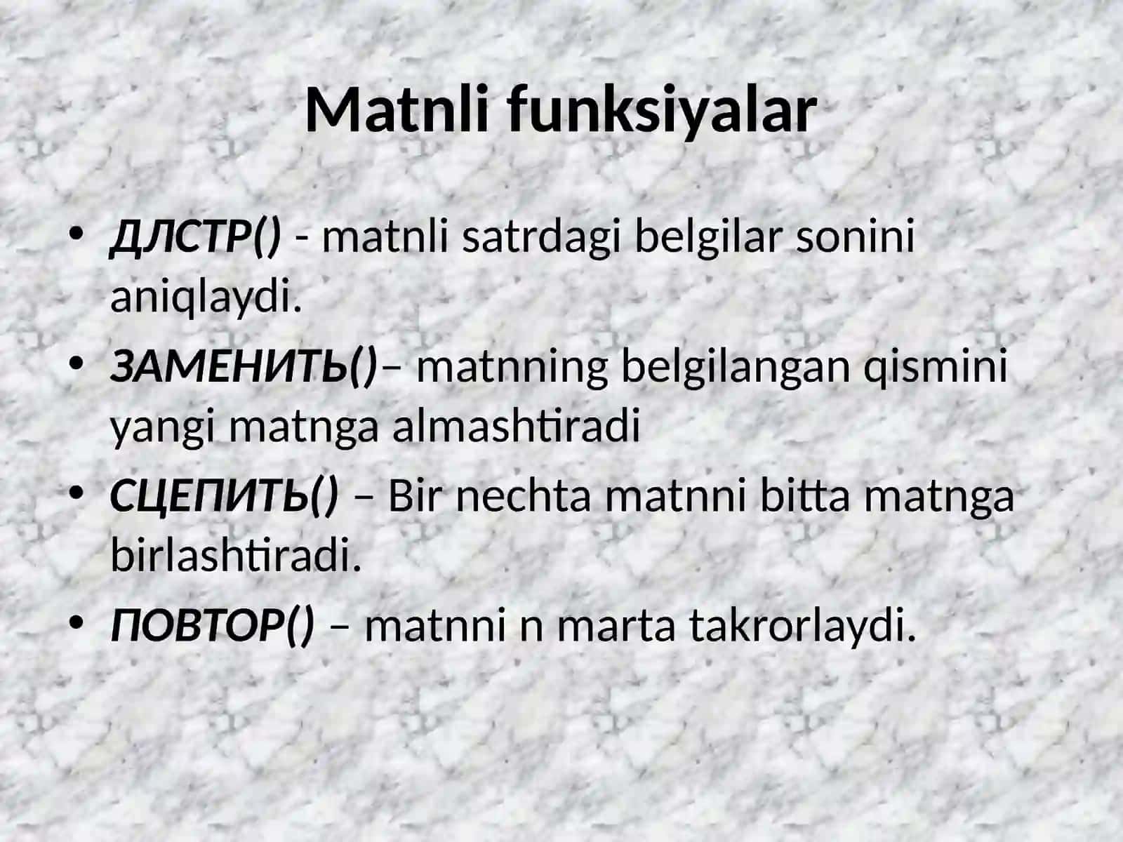 Excelda matnli funksiyalar bilan ishlash 4