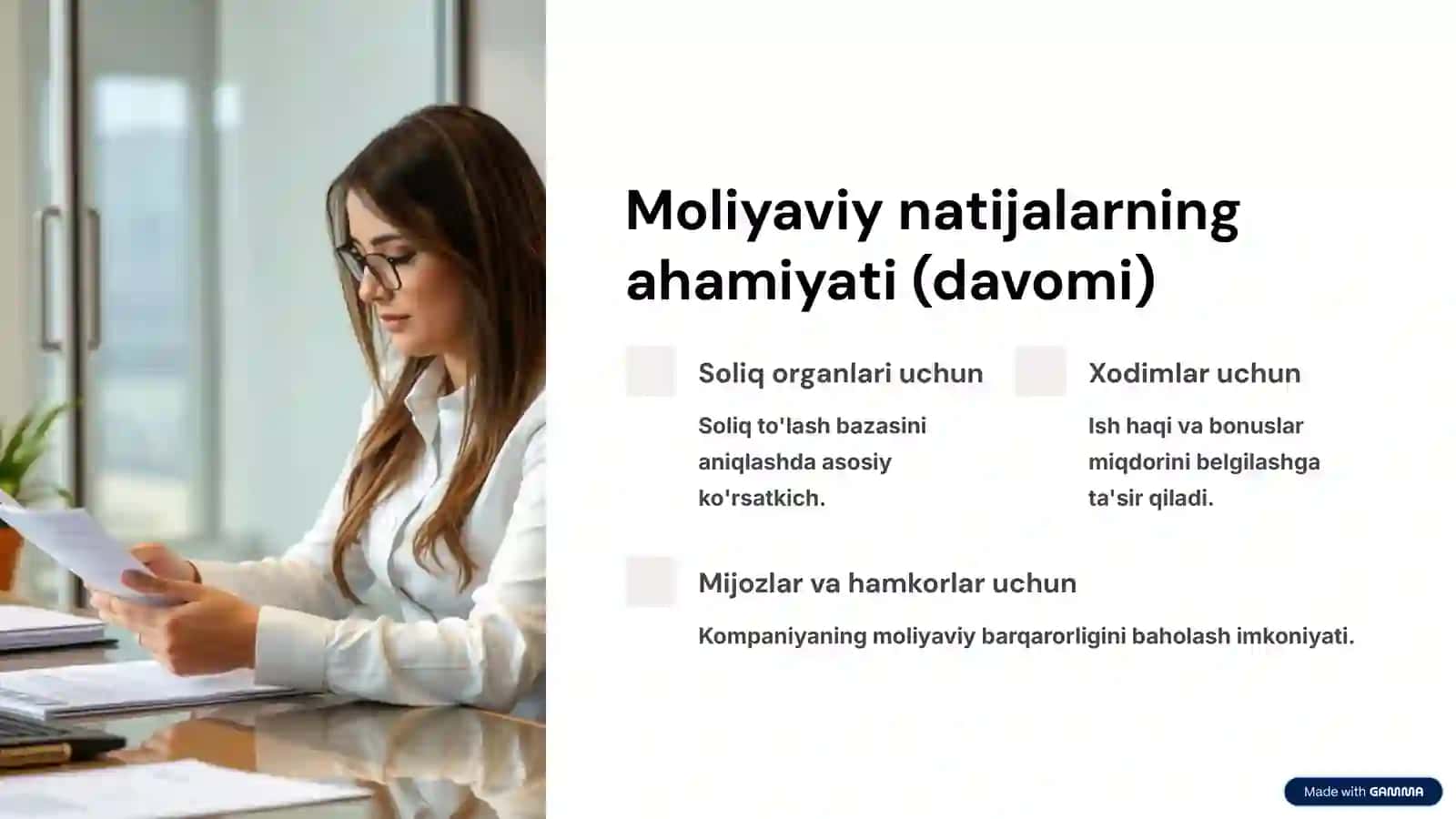 Moliyaviy natijalar: Kirish 4