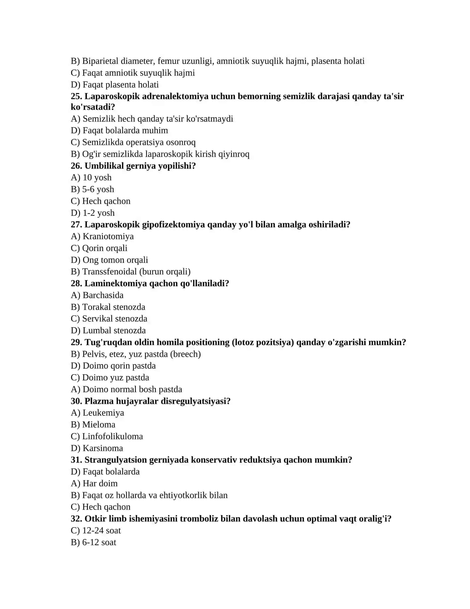 Ordinantura test savollari 4