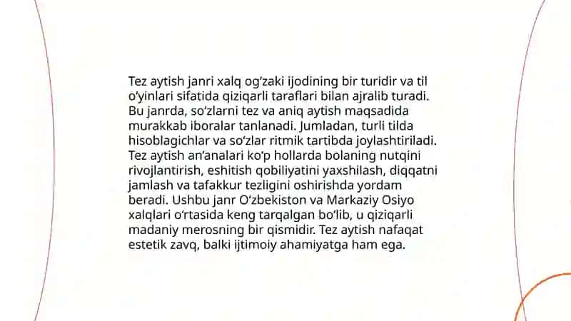 Tez aytish janr haqida 4